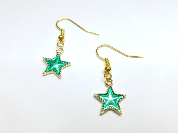 Stern Ohrringe grün goldfarben star